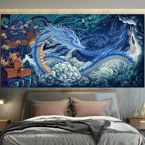 Chinese Dragon Bedroom Bedside Dormitory Background Wallpaper