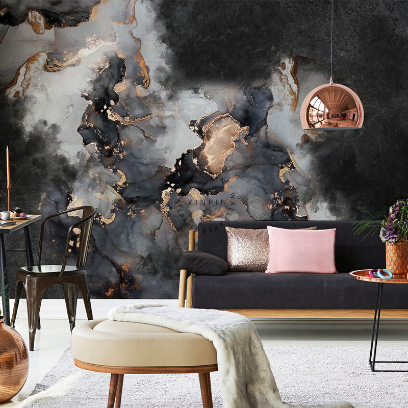 Smoke marble texture peel and stick mural photo wallpaper wall abstract