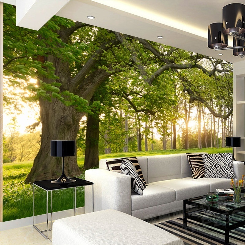 house decoration 3d wallpaper forest landscape wall stickers TV background vinyl wall mural