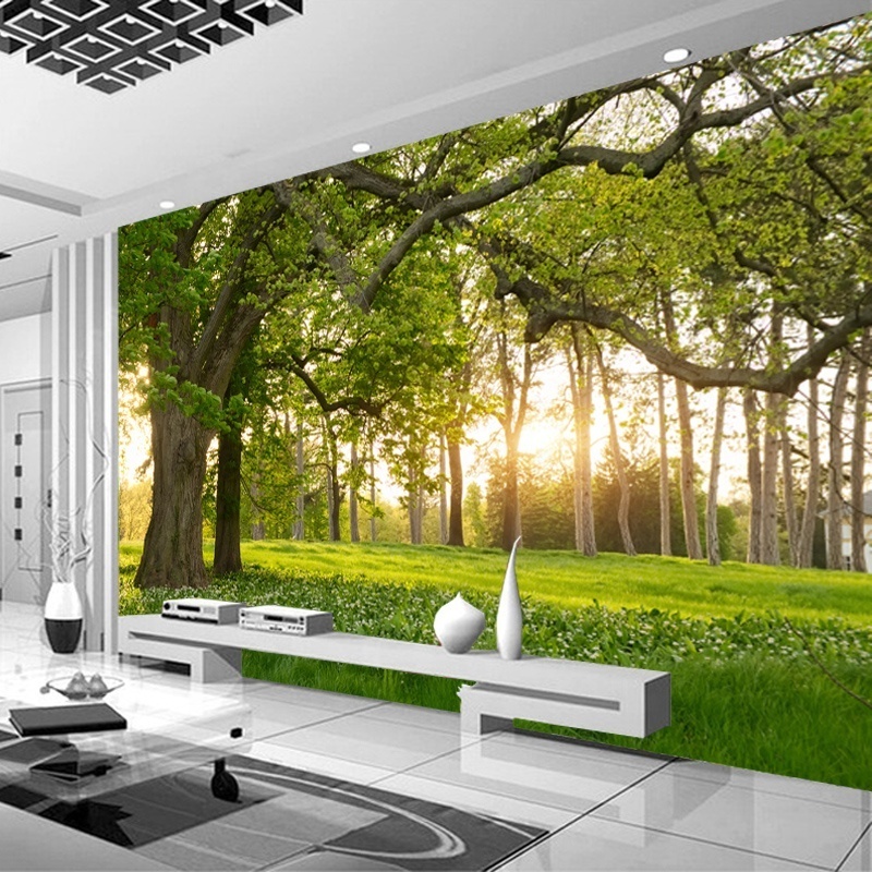 house decoration 3d wallpaper forest landscape wall stickers TV background vinyl wall mural