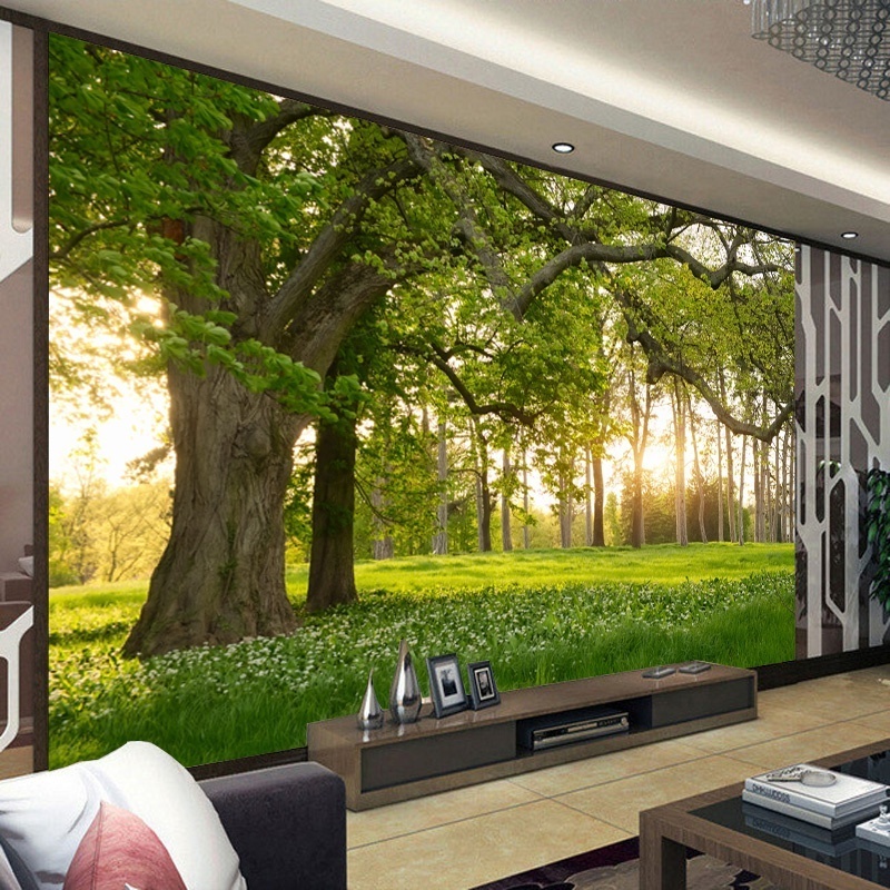 house decoration 3d wallpaper forest landscape wall stickers TV background vinyl wall mural