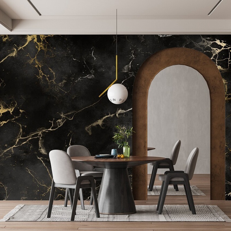 Modern black and gold marble texture self adhesive wallpapers for living room luxury