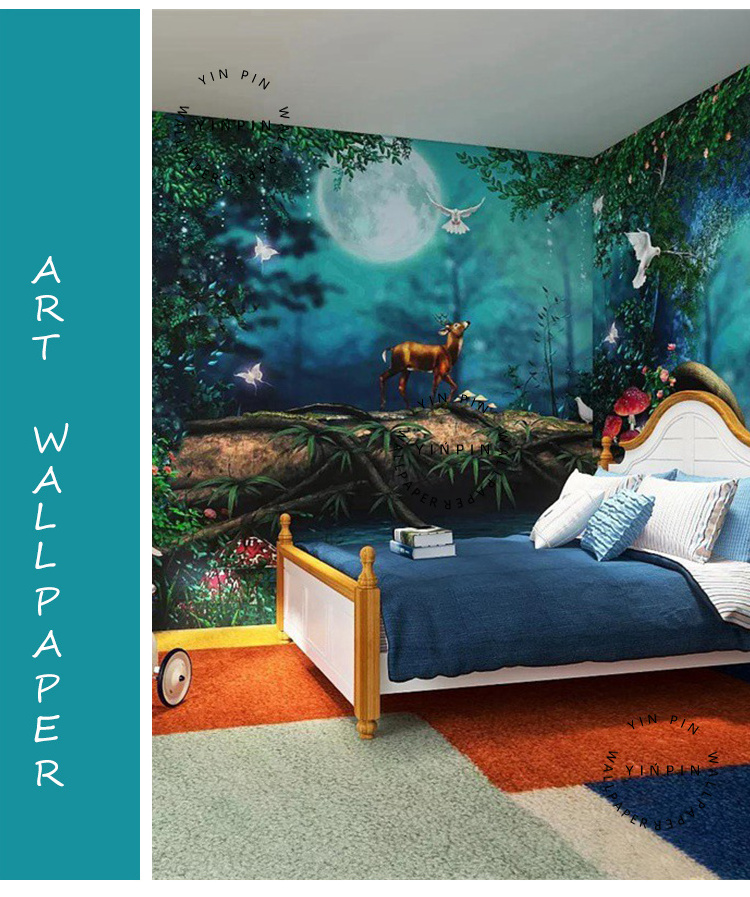 Cartoon fairy  children's room decoration interior 3d wallpaper photo mural