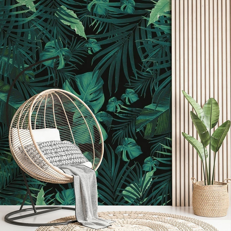 Dark tropical jungle leaves self-adhesive wallpaper waterproof