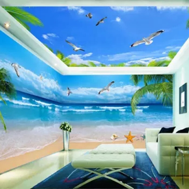 3d 5d Sea View Beach TV background mural wallpaper living room bedroom landscape custom wallpaper