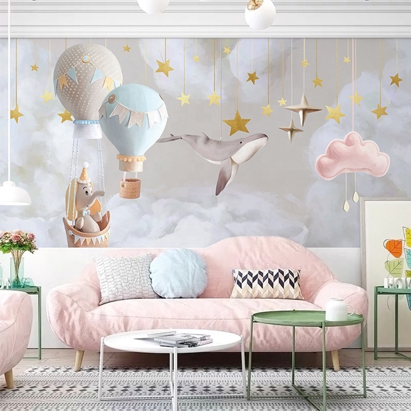 3d children's room bedroom background wall cloth ins wind pink mural wallpaper