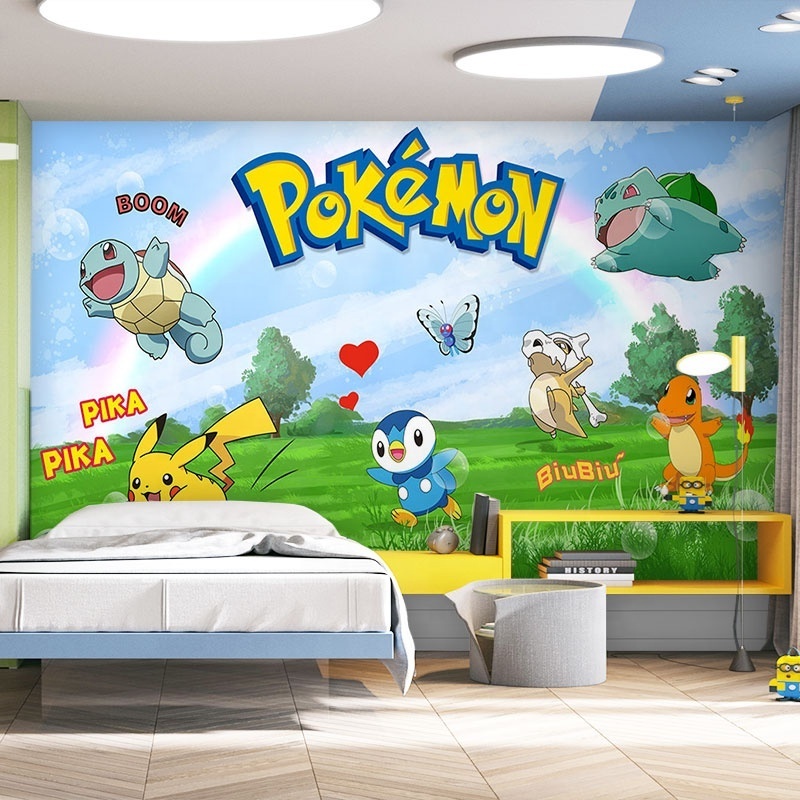 Custom Pikachu wall murals 3d wallpaper decoration for pet shop