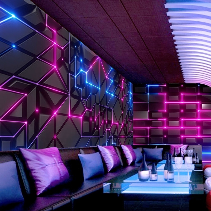 Technology inspired mural theme KTV imitation luminous bar nightclub decoration wallpaper