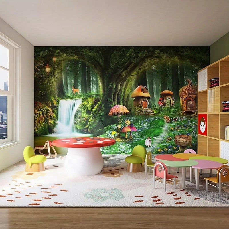 Cartoon fairy  children's room decoration interior 3d wallpaper photo mural