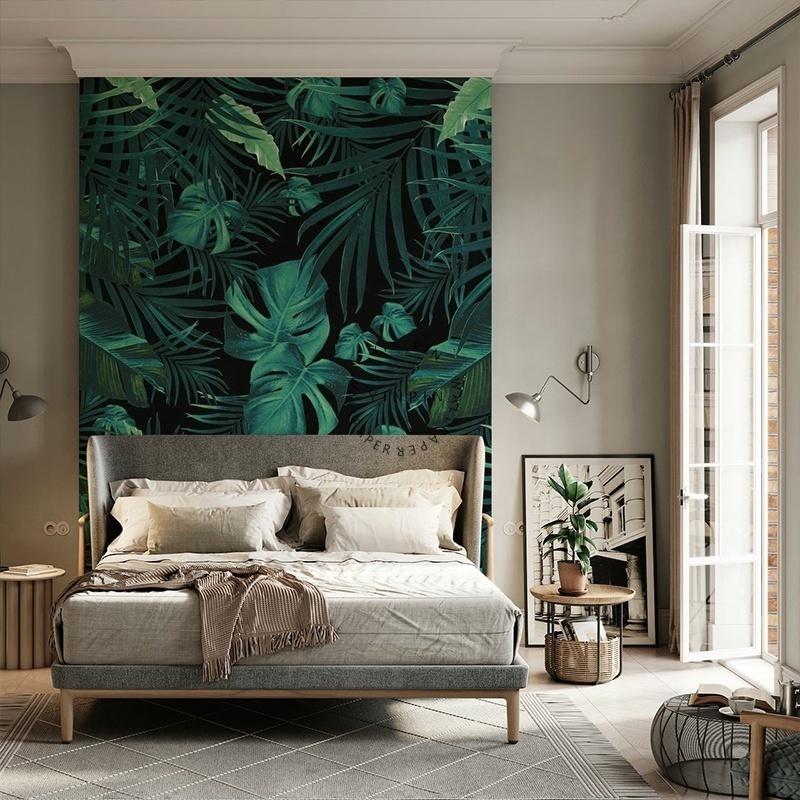 Dark tropical jungle leaves self-adhesive wallpaper waterproof