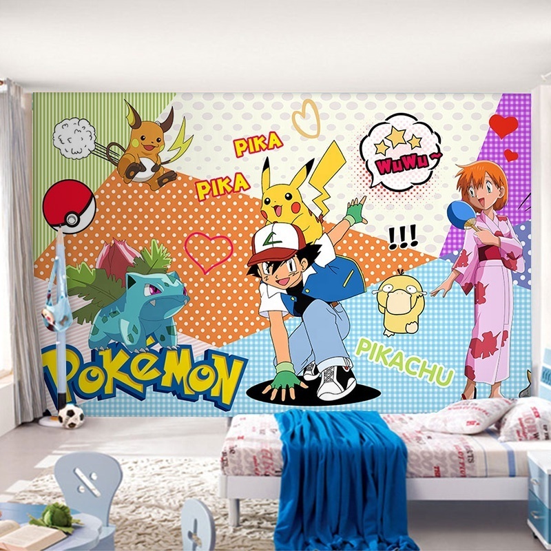 Custom Pikachu wall murals 3d wallpaper decoration for pet shop