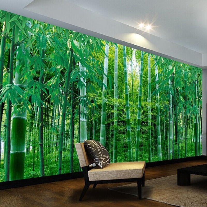 Bamboo forest bamboo natural pastoral scenery 3d5d three-dimensional background wallpaper Hotel mural