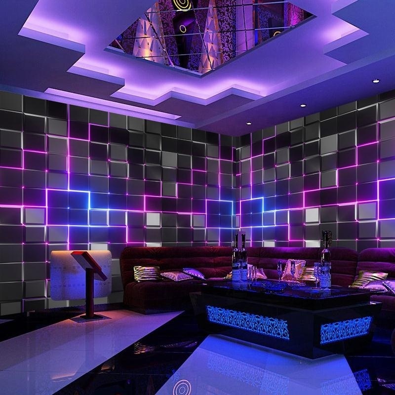 Technology inspired mural theme KTV imitation luminous bar nightclub decoration wallpaper