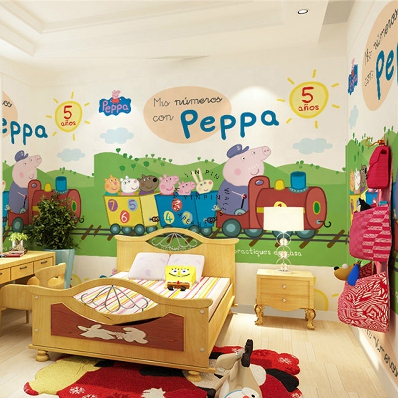 Peppa cartoon Children's Room peel and stick wallpaper