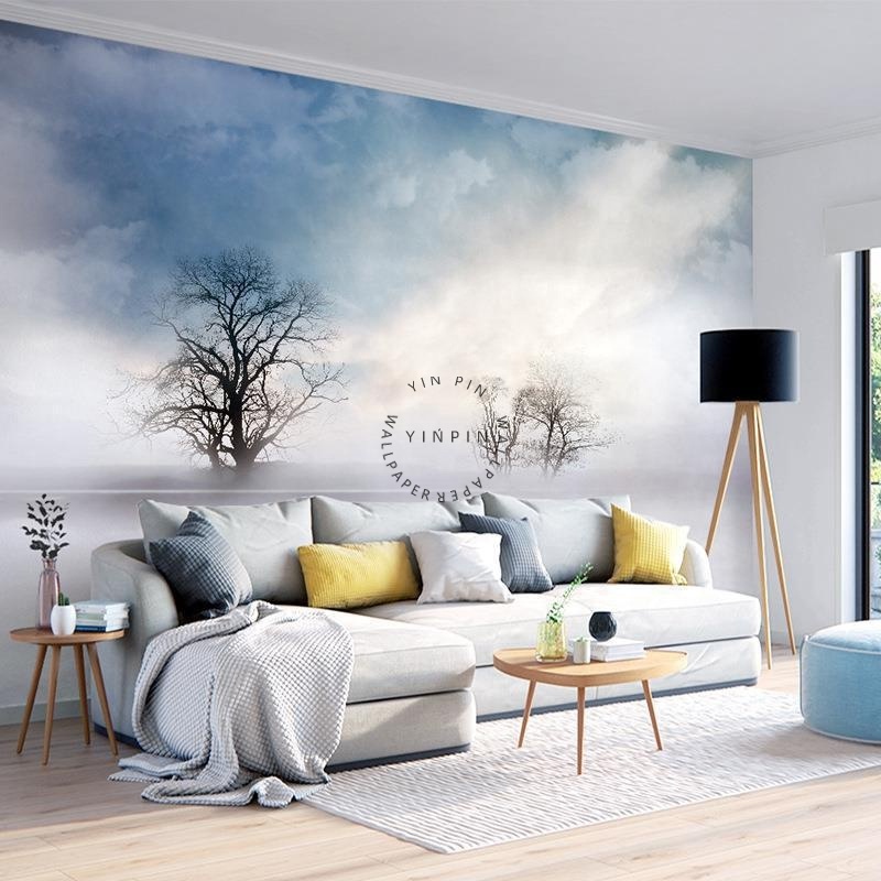 Modern minimalist water mirror art mural sofa wall paper background wallpaper