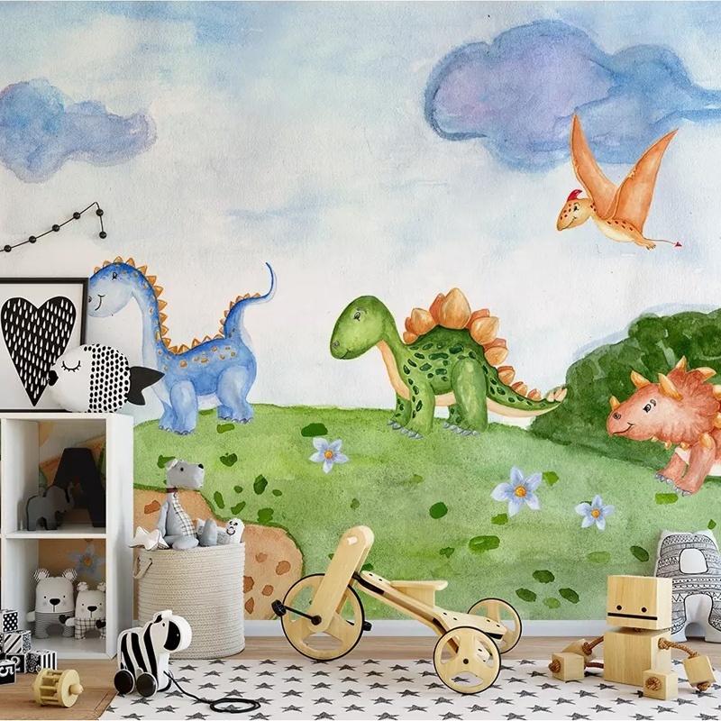 Cartoon dinosaur 3d wallpaper home decoration custom wall mural kids room decor