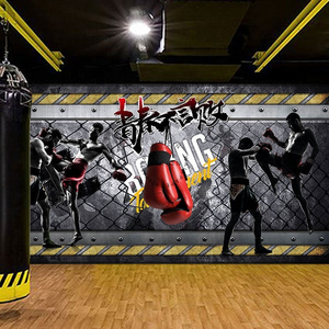 Martial Arts School Decoration Wallpaper Thai Boxing Fighting Sanda Background Wall Industrial Style Gym Club Mural