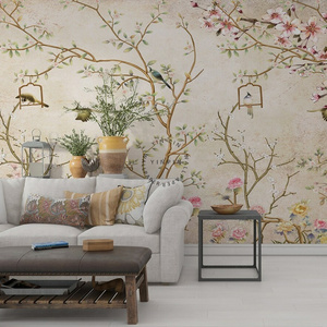 Vintage Chinoiserie Wallpaper with Birds floral ancient Wallpaper for living room bedroom decor