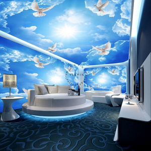 Blue sky and white clouds ceiling wallpaper 3d home decoration