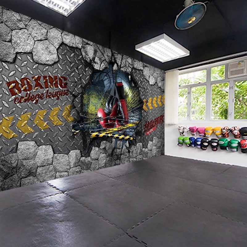 Martial Arts School Decoration Wallpaper Thai Boxing Fighting Sanda Background Wall Industrial Style Gym Club Mural