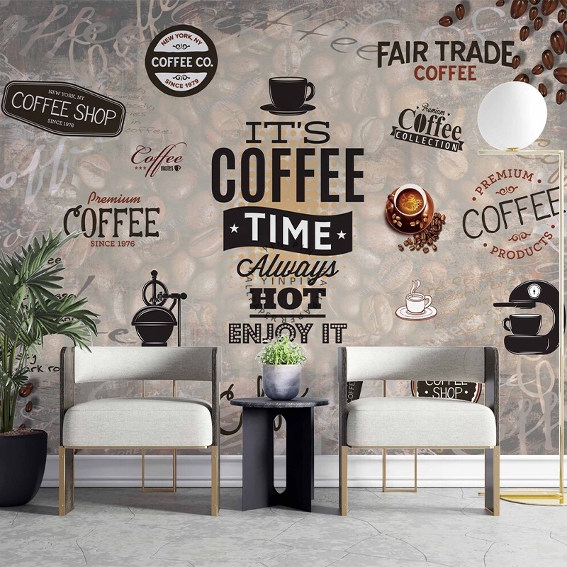 3D coffee shop peel and stick wallpaper self adhesive mural