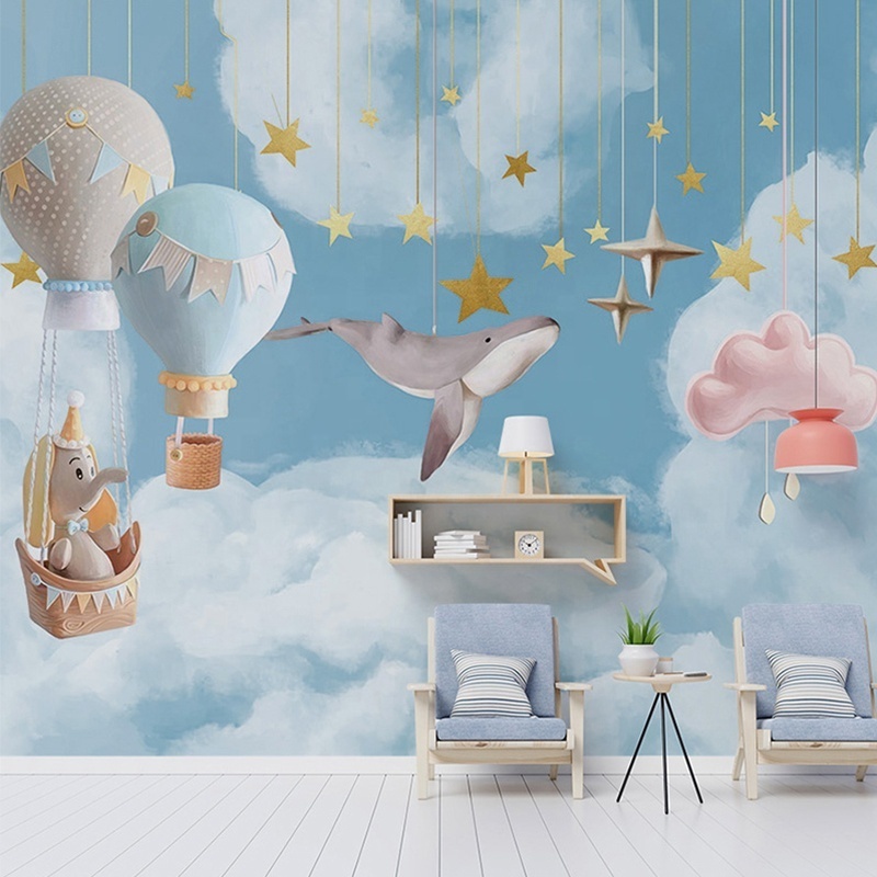 3d children's room bedroom background wall cloth ins wind pink mural wallpaper