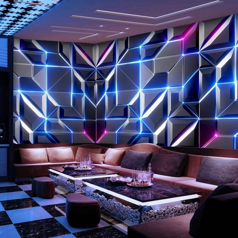 Technology inspired mural theme KTV imitation luminous bar nightclub decoration wallpaper