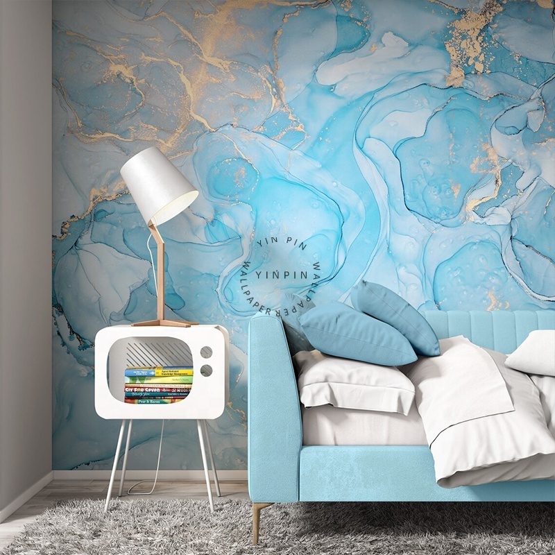 Modern aqua marble texture self adhesive 3d mural photo wallpaper