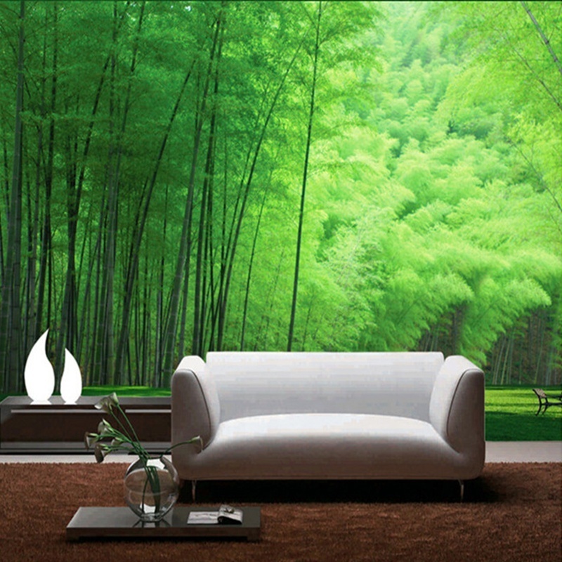 Bamboo forest bamboo natural pastoral scenery 3d5d three-dimensional background wallpaper Hotel mural