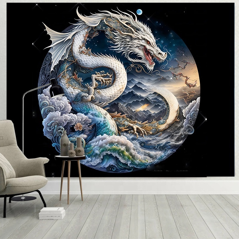 Chinese Dragon Bedroom Bedside Dormitory Background Wallpaper