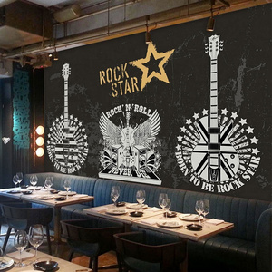 Retro musical instrument background customized wallpaper for leisure bar