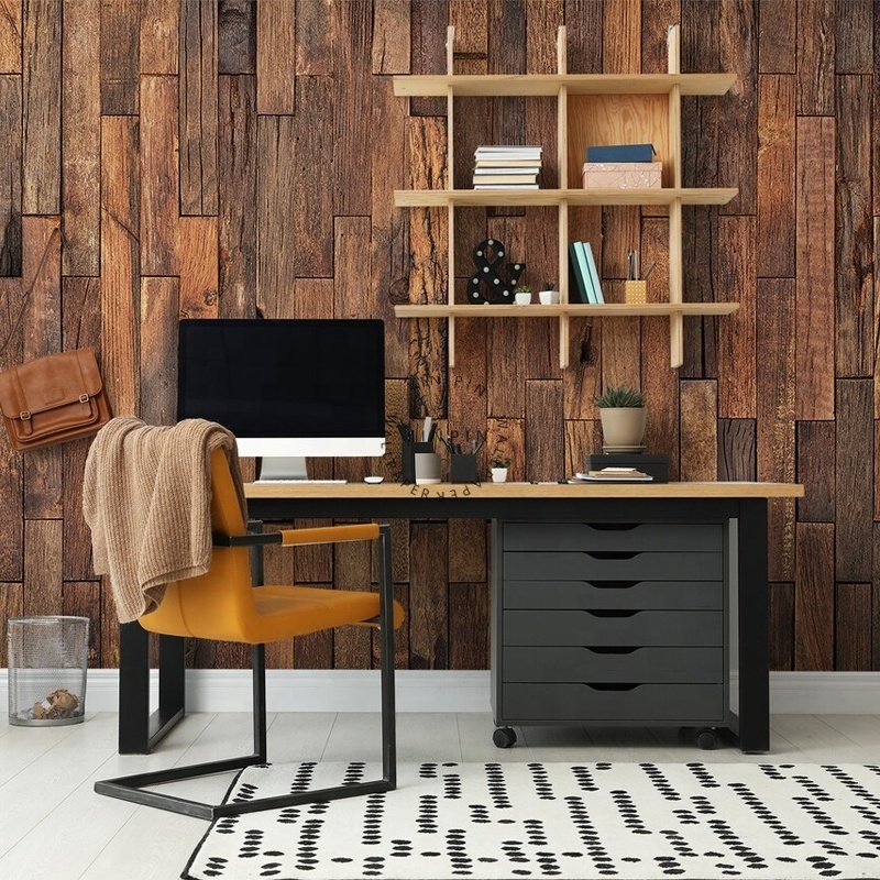 Dark wood veneer texture wood pattern self-adhesive wallpaper