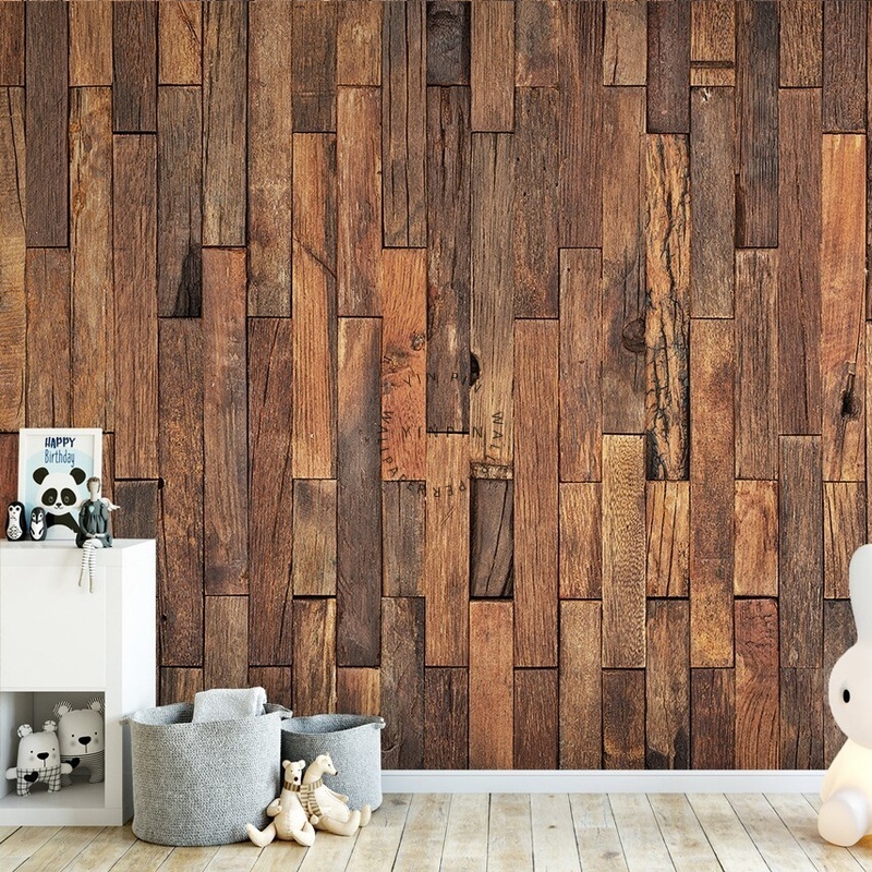 Dark wood veneer texture wood pattern self-adhesive wallpaper