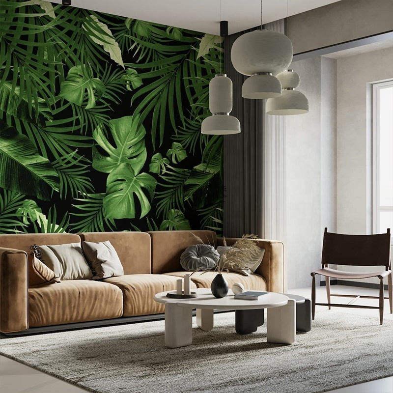 Night jungle leaves wall paper home decoration peel and stick wallpaper