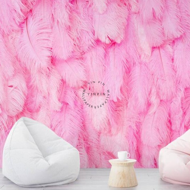 Beautiful pink feathers kids wallpaper for bedroom living room decoration