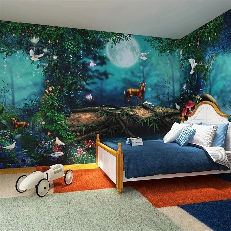 Cartoon fairy  children's room decoration interior 3d wallpaper photo mural