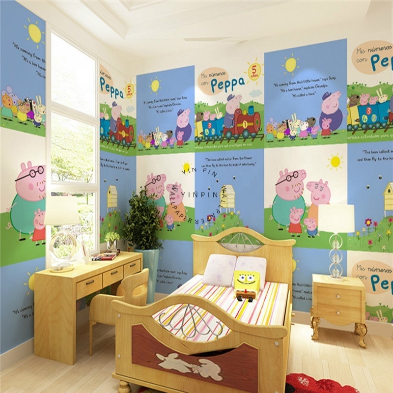 Peppa cartoon Children's Room peel and stick wallpaper