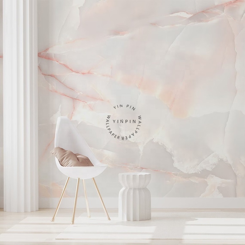 Pink marble texture peel and stick mural photo wallpaper