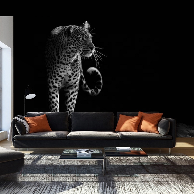 Minimalist 3D leopard animal wallpaper sofa porch background wall mural