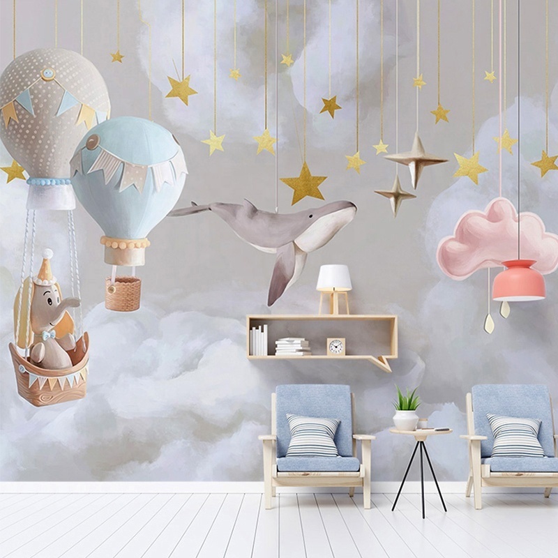 3d children's room bedroom background wall cloth ins wind pink mural wallpaper