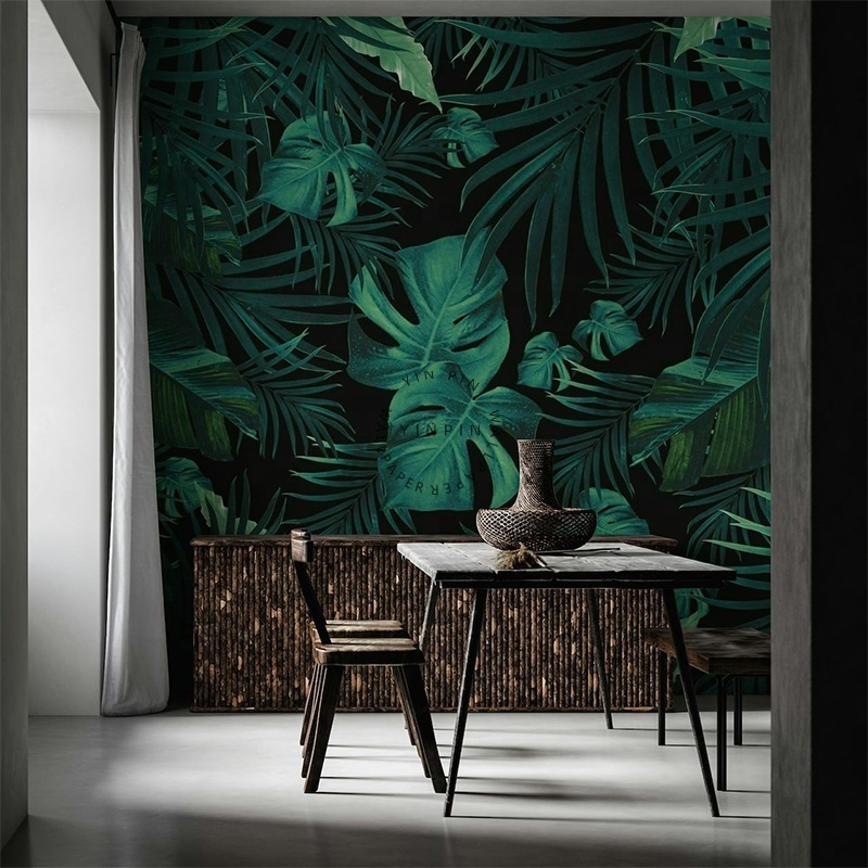 Dark tropical jungle leaves self-adhesive wallpaper waterproof