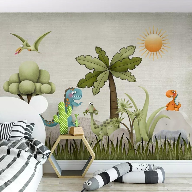 Cartoon dinosaur 3d wallpaper home decoration custom wall mural kids room decor