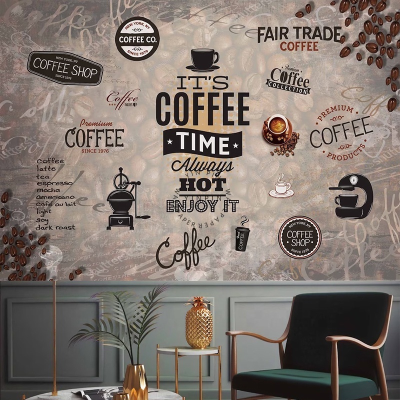 3D coffee shop peel and stick wallpaper self adhesive mural