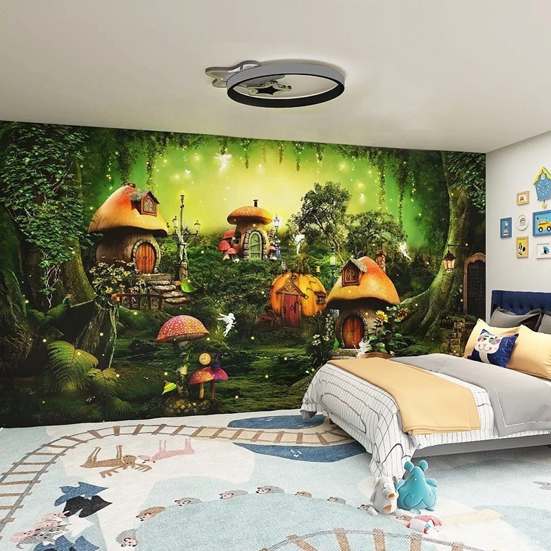 Cartoon fairy  children's room decoration interior 3d wallpaper photo mural