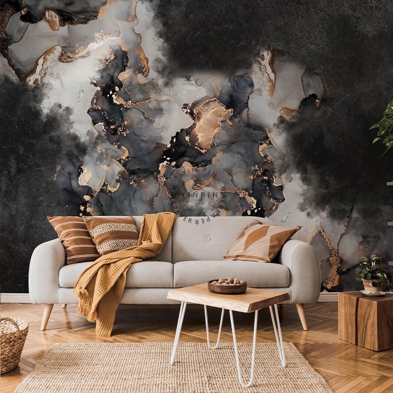 Smoke marble texture peel and stick mural photo wallpaper wall abstract