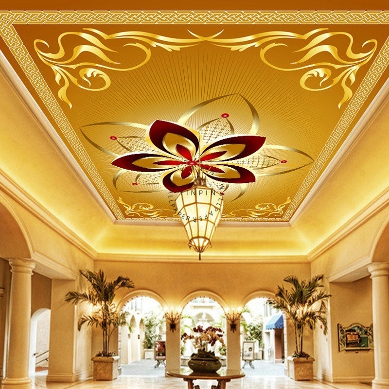 European patterned ceiling mural 3D visual decoration peel and stick wallpapers