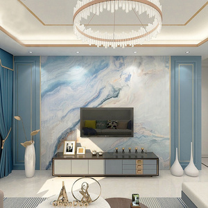 Customized blue 3d wallpaper colour marble peel and stick wall paper tv wall decor