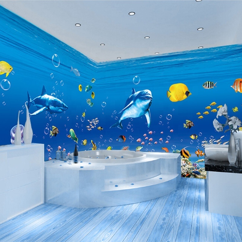 Ocean World Wall paper mural 3d wallpaper self adhesive modern Swimming hall wall decor