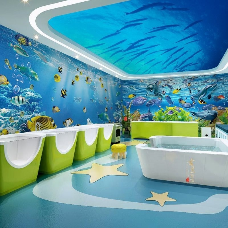 Ocean World Wall paper mural 3d wallpaper self adhesive modern Swimming hall wall decor