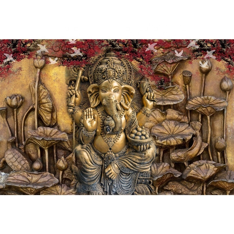 Hindu God Ganesha wallpaper 3D Hindu style wall posters peel and stick murals